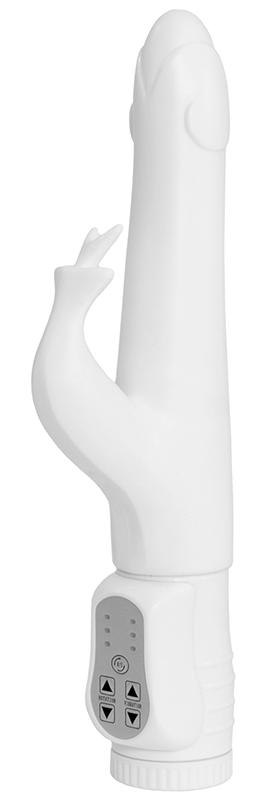 Белый вибратор с клиторальным отростком Kelsi - 18,5 см.  белый (350002)